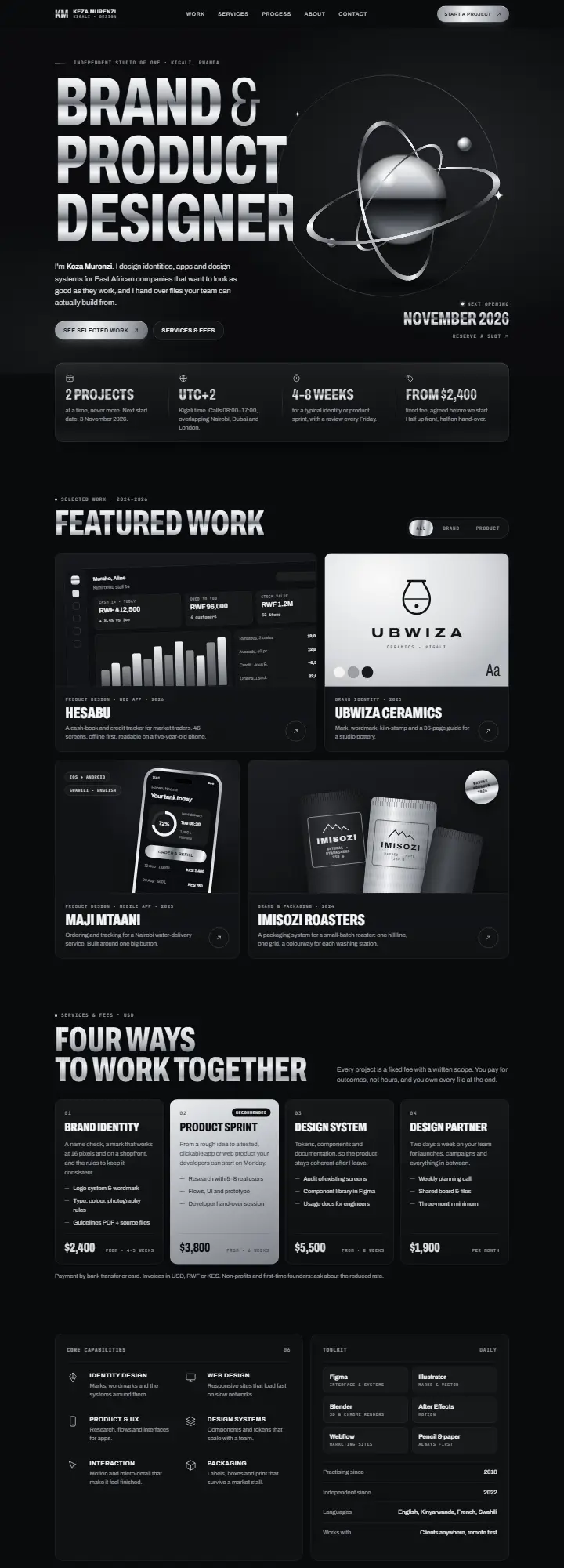 Screenshot of the Keza Murenzi concept site
