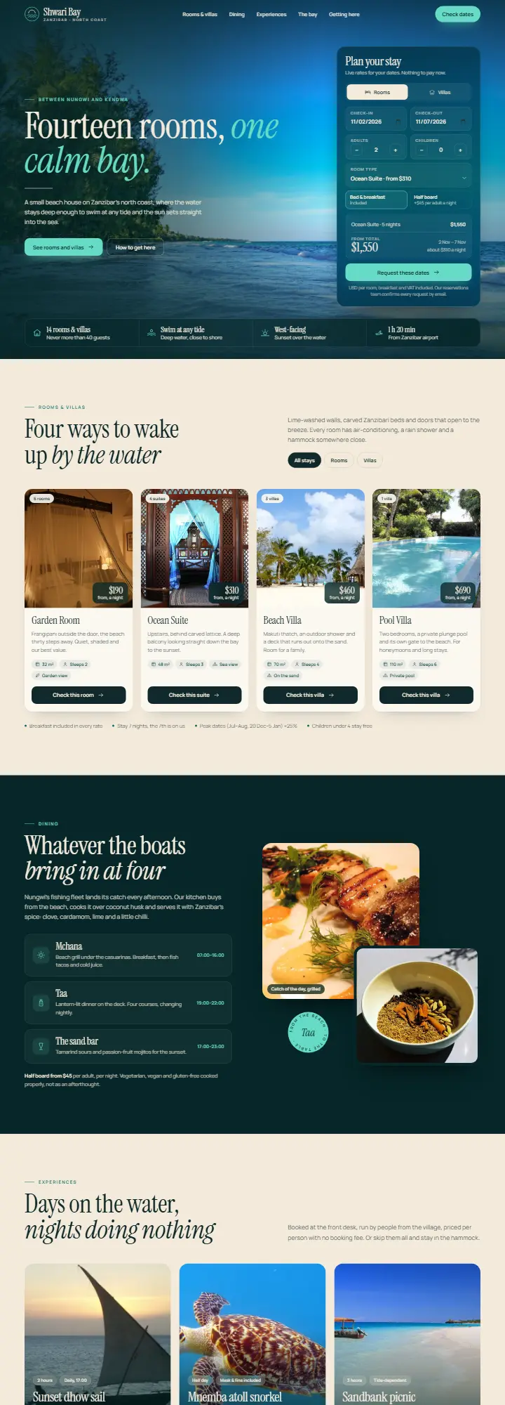Screenshot of the Shwari Bay concept site