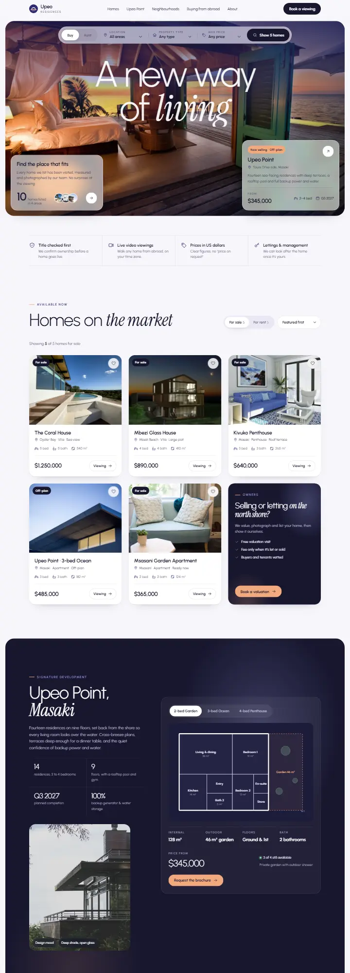 Screenshot of the Upeo Residences concept site