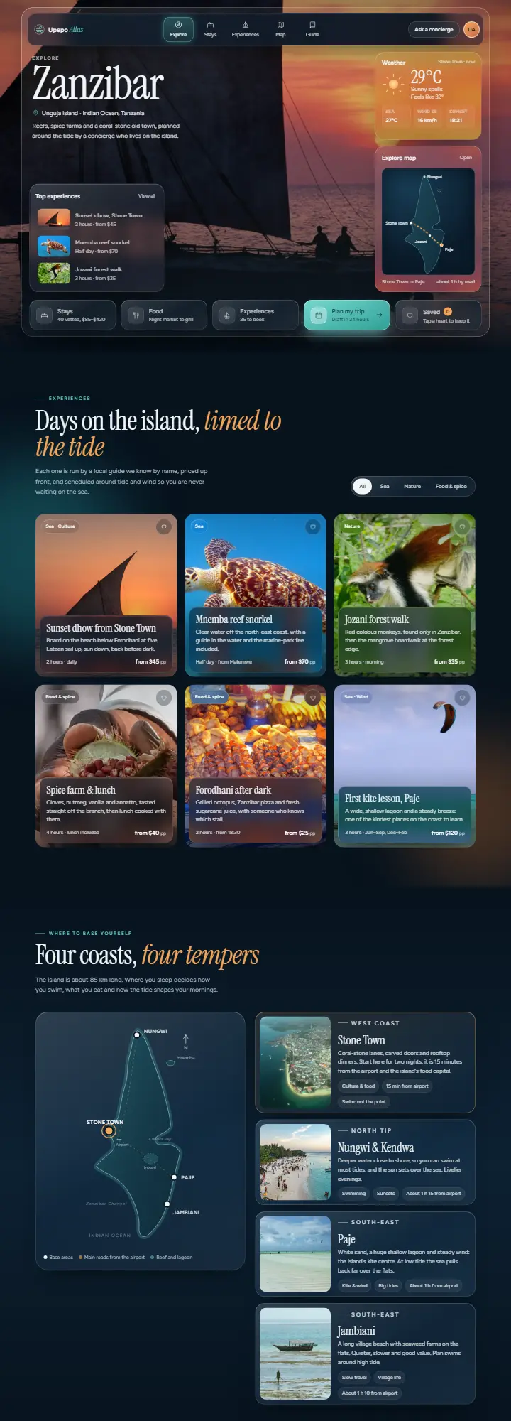 Screenshot of the Upepo Atlas concept site